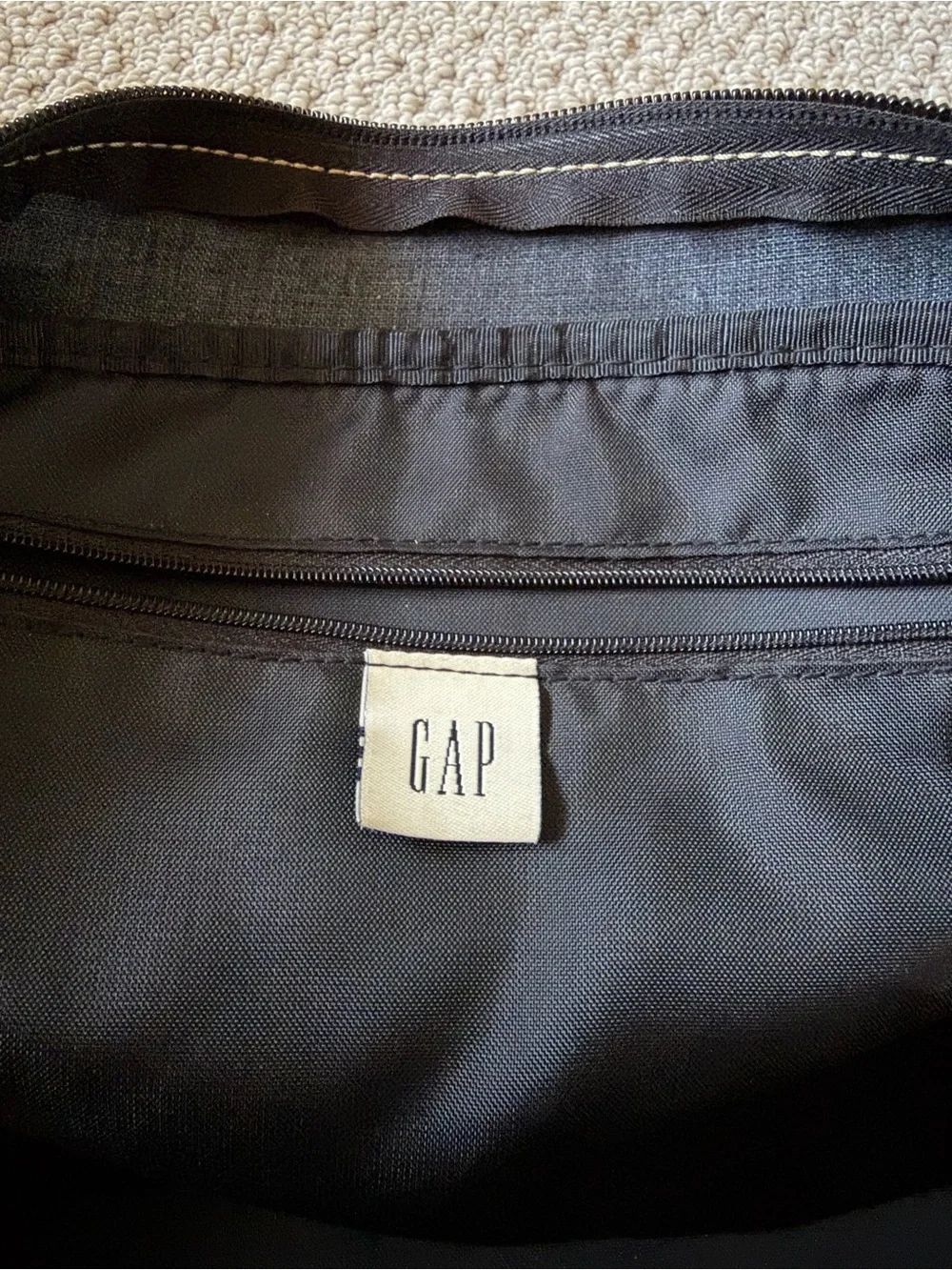 GAP Black Faux(?) Leather Duffel with Top Handles